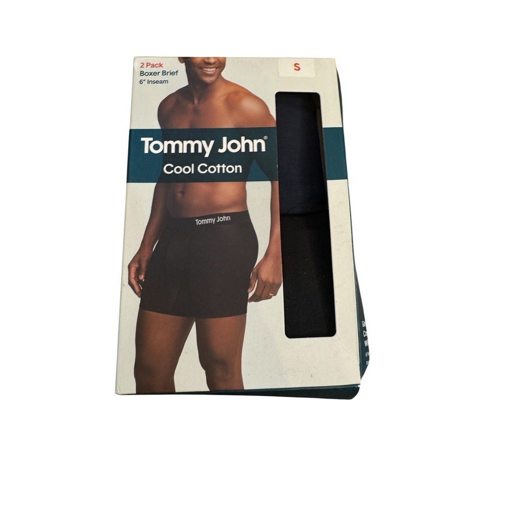 Tommy John Cool Cotton 6 Inch Boxer Briefs Navy and Black - 2‎ Pack Size Small